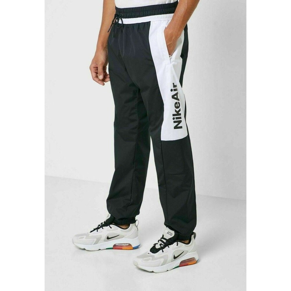 Nike Air Vintage Rare Nylon Soccer Pants Glanz Black White Large